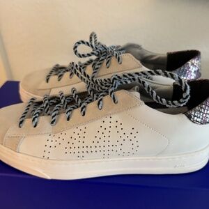 NWT P448 Jack Suede and Leather White Capri Sneaker